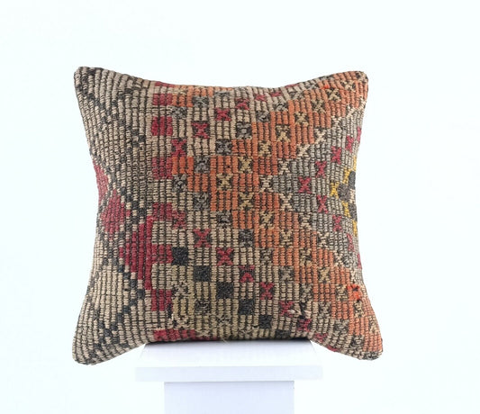 16x16 Ethnic Vintage Turkish Rug Pillow Cover Home Decorative Boho Cushion E804