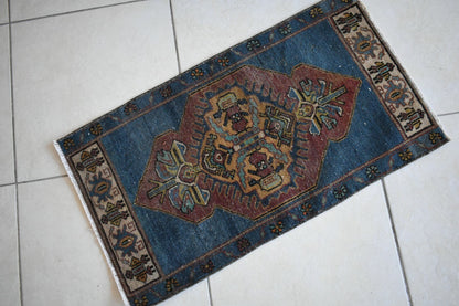 Anatolian Runner 2.6x1.4 ft Vintage Turkish Runner Oushak Runner Rug Y16