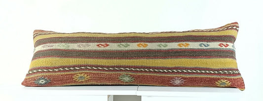 Lumbar Pillow Cover 12x36 Handknotted Kilim Rug Boho Wool Vintage Cushion A1108