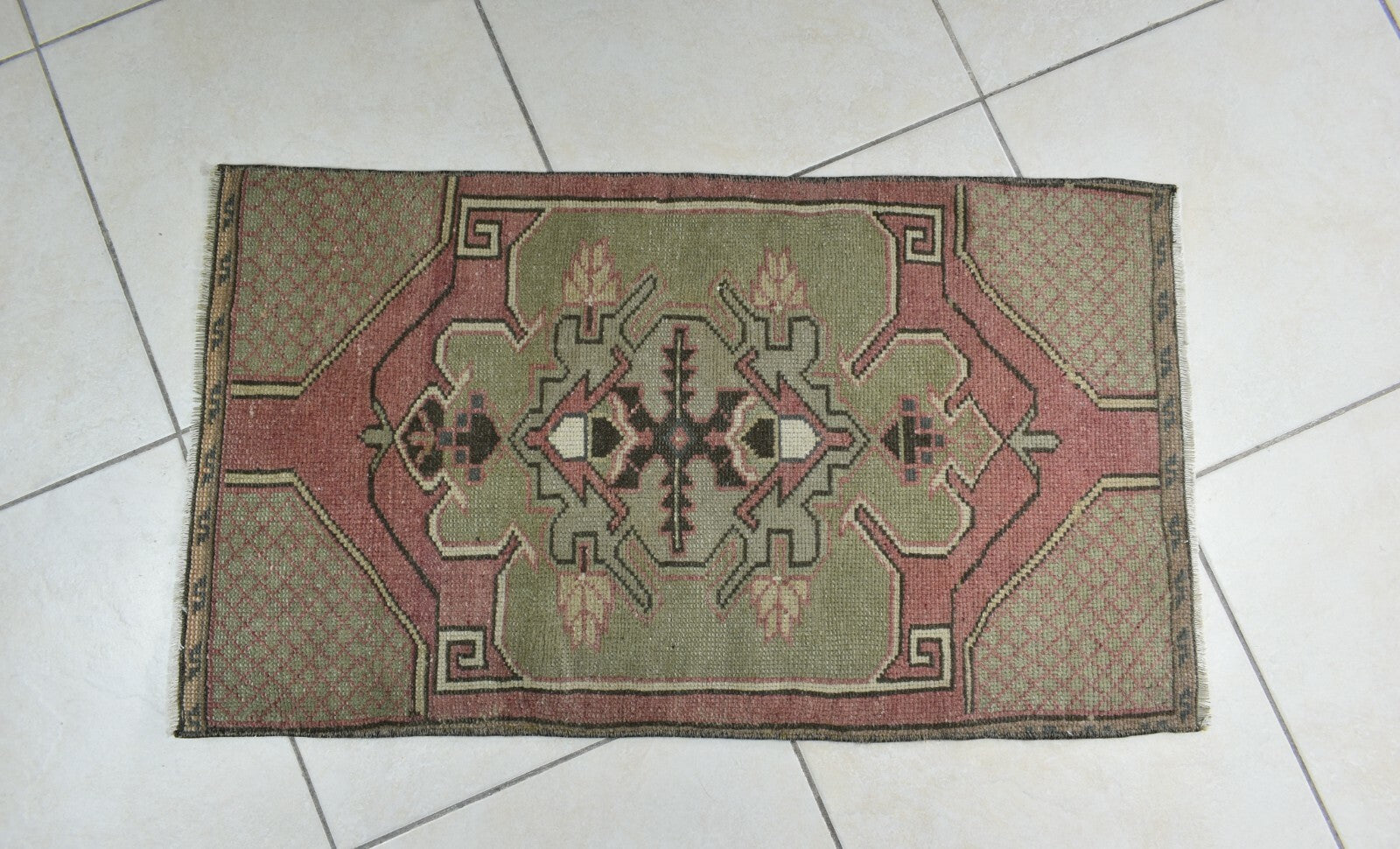 Anatolian Runner 3.1x1.7 ft Vintage Turkish Runner Oushak Runner Rug Y46