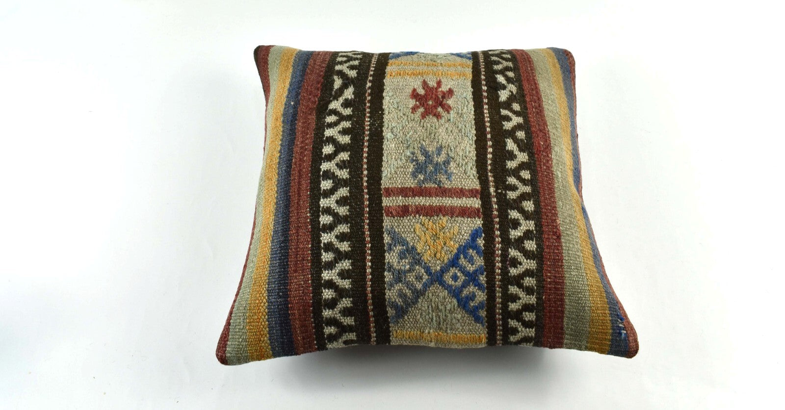 18"x18" Kilim Pillow Cover  Handmade Turkish Vintage Cushion Tribal Lumbar 3411