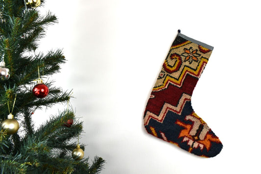 Kilim Christmas Stocking Vintage Rug Stocking Ethnic Decorative Xmas Socks S723