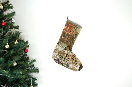 Kilim Christmas Stocking Vintage Rug Stocking Ethnic Decorative Xmas Socks S545