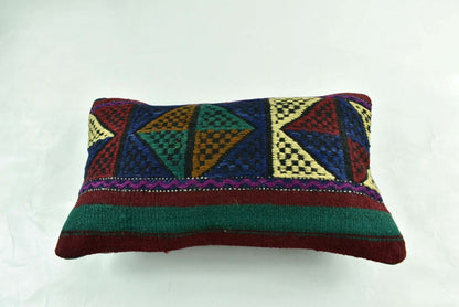 Kilim Pillow Cover 12x20 Turkish Handmade Sofa Couch Floor Lumbar Cushion A1783