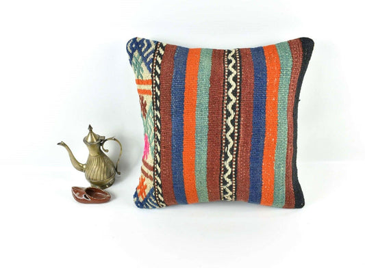 Kilim Pillow Cover 16x16 Home Decorative Vintage Handmade Cushion Cover A1944