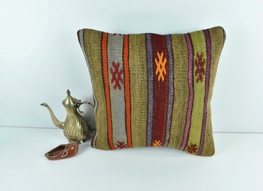 Kilim Pillow Cover 14x14 Vintage Home Decorative Sofa Couch Cushion A1737