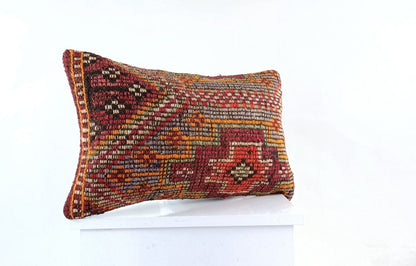 Kilim Pillow Cover 12x20 Turkish Handmade Sofa Couch Floor Lumbar Cushion E1045