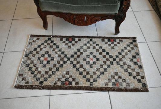 Oushak Runner 3.2x1.7 ft Vintage Turkish Runner Floor Runner Faded Runner Y25