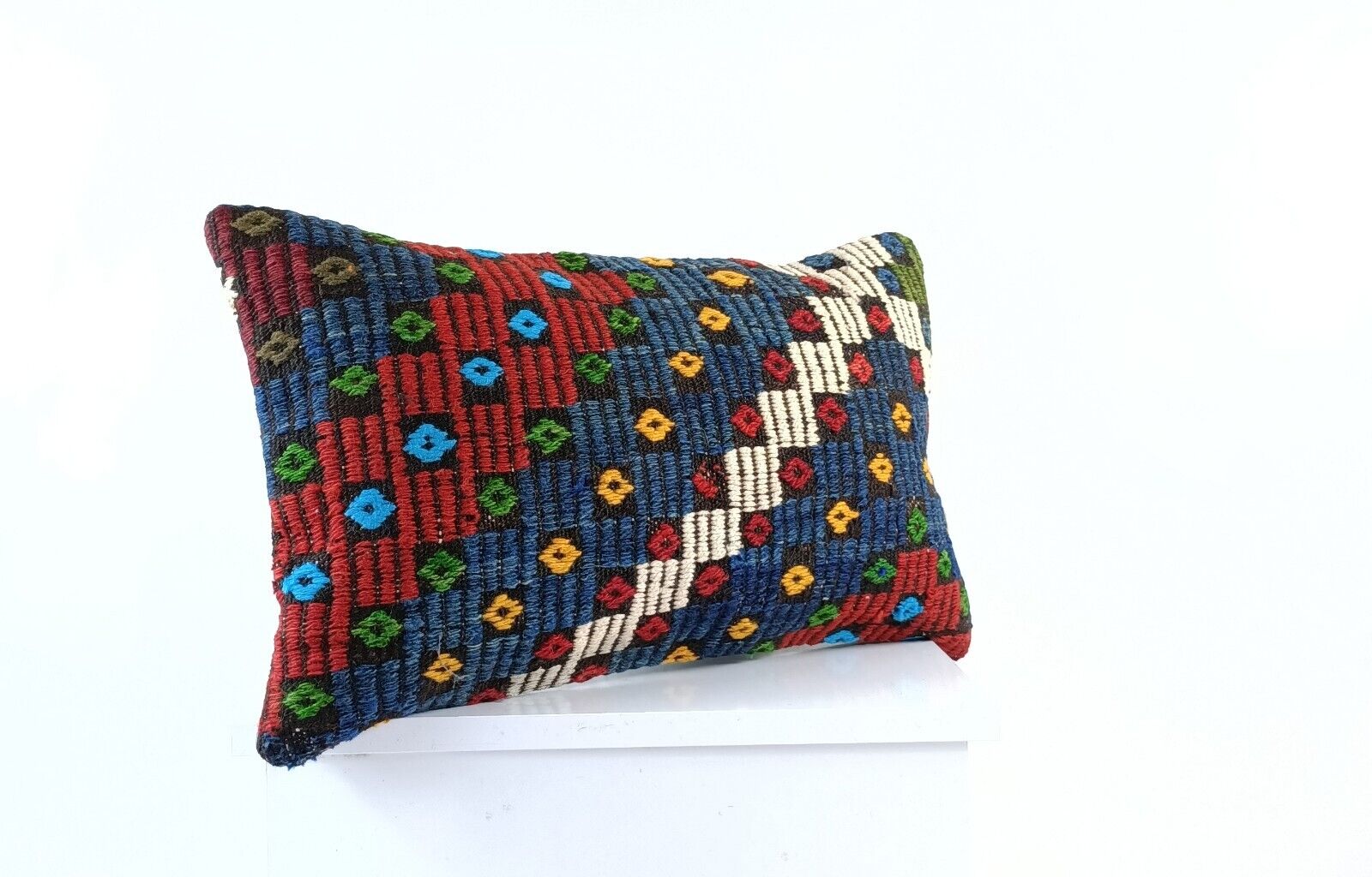 Kilim Pillow Cover 12x20 Turkish Handmade Sofa Couch Floor Lumbar Cushion E1044