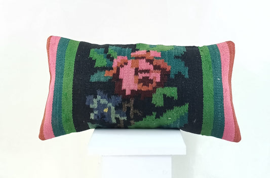10x20 Kilim Lumbar Pillow Cover Vintage Ethnic Oushak Kilim Pillow Cover 2248