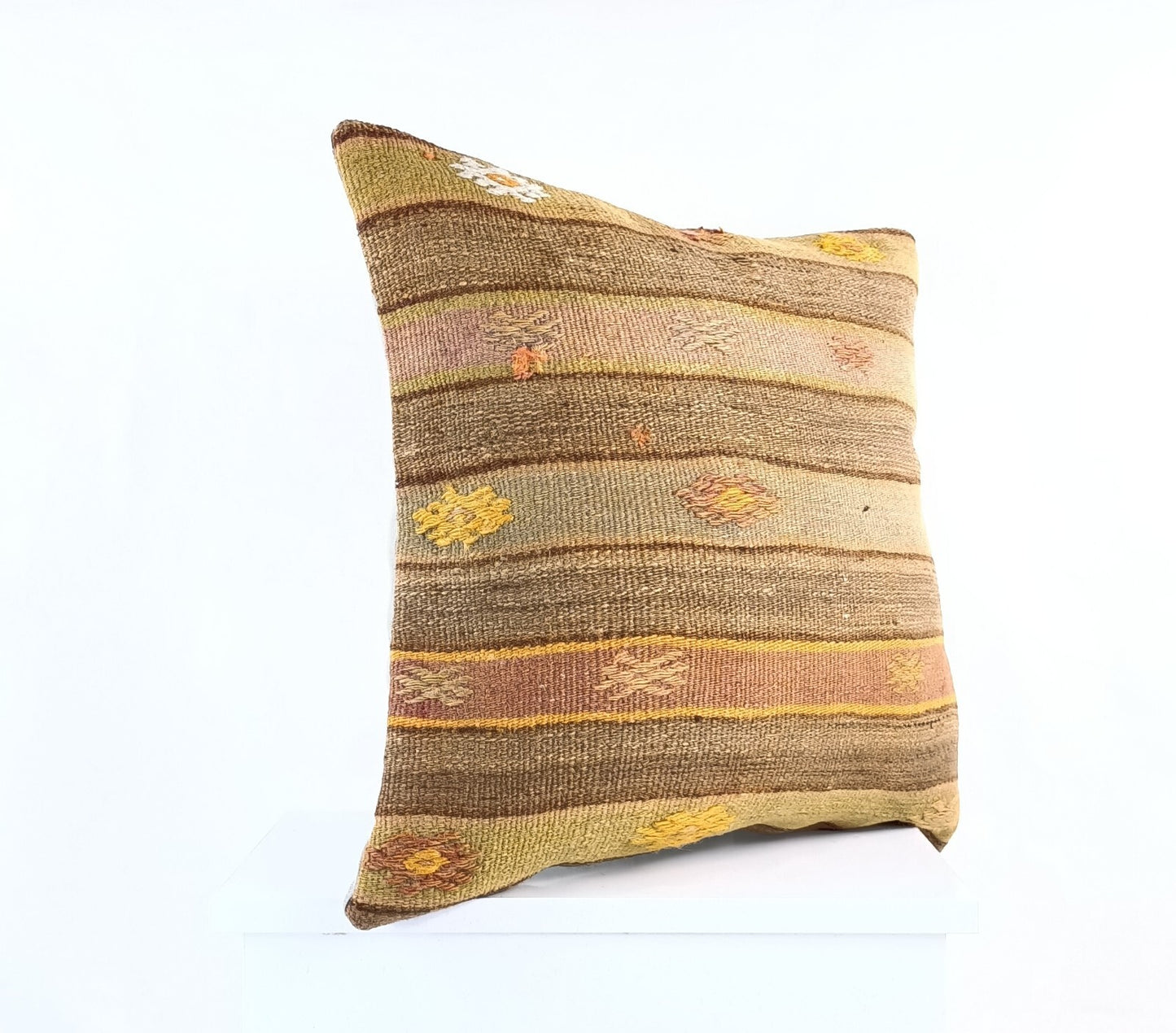 18"x18" Kilim Pillow Cover  Handmade Turkish Vintage Cushion Tribal Lumbar E1379