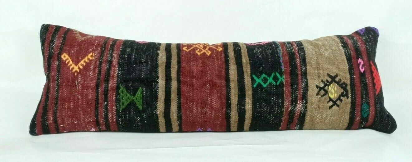 12x36 Kilim Pillow Cover Handmade Turkish Rug Vintage Ethnic Lumbar Cushion E672