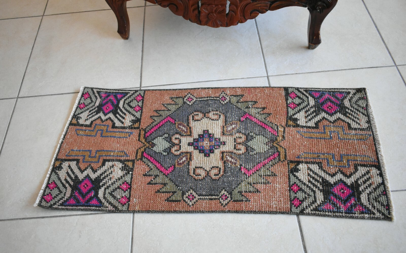  Oushak Runner 3x1.3 ft Vintage Turkish Runner Floor Runner Faded Runner Y21