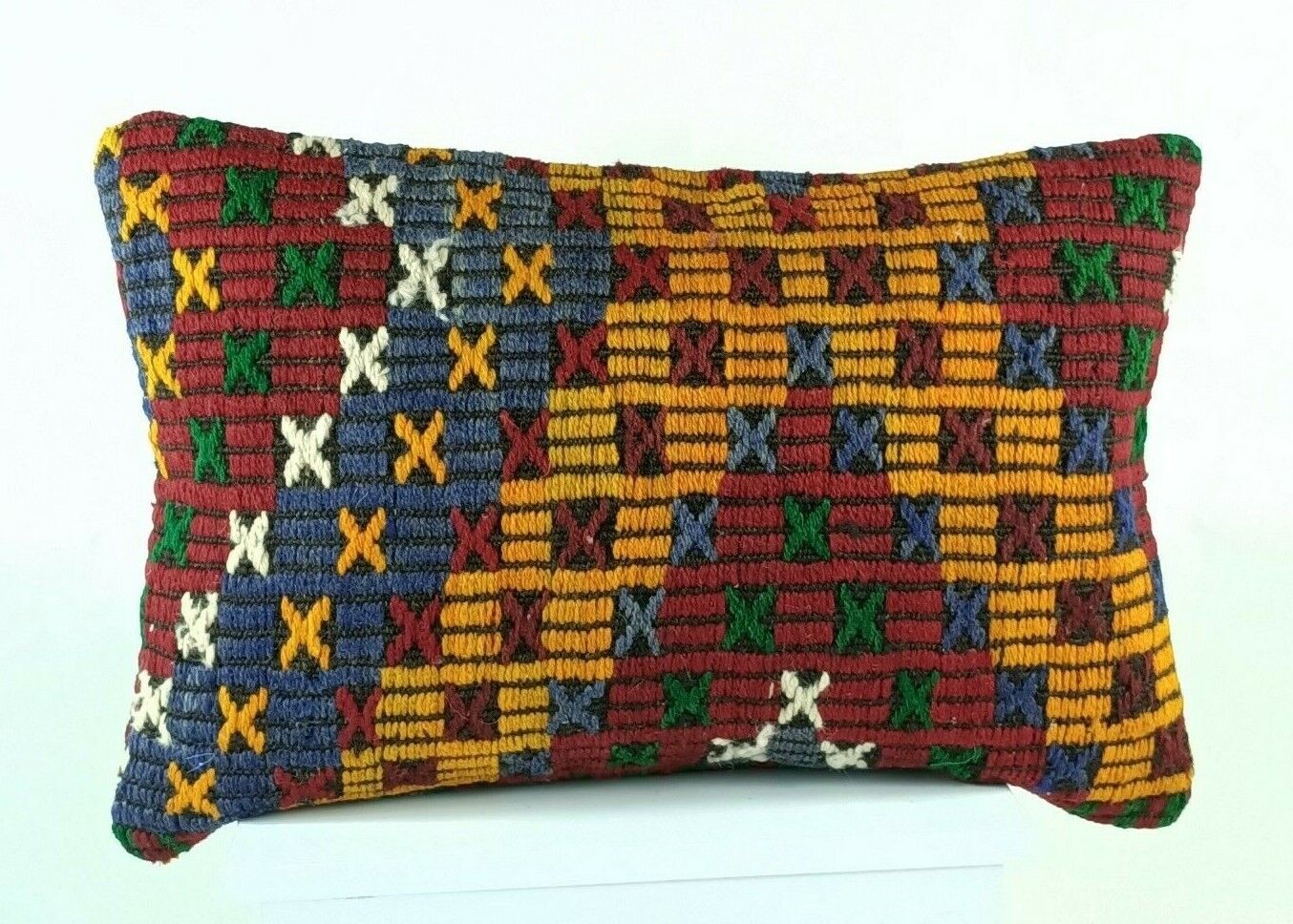 Kilim Lumbar Pillow Cover 16x24 in Handmade Oushak Rug Traditional Cushion E1215