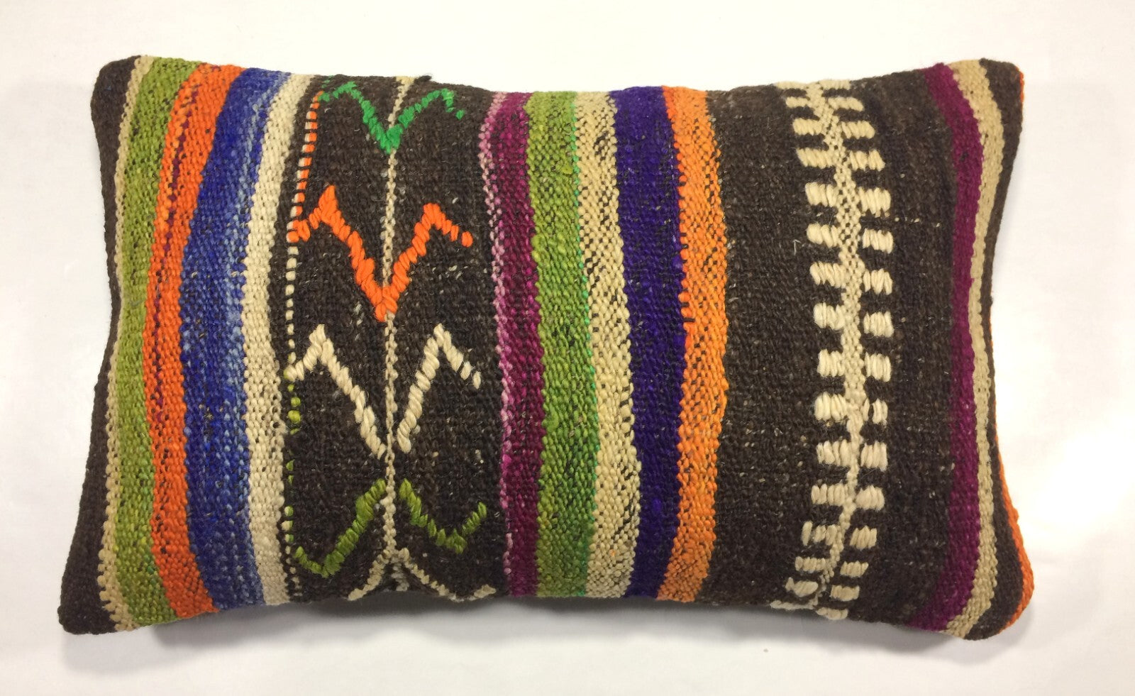 Kilim Pillow Cover 12x20 Handmade Turkish Rug Boho Ethnic Lumbar Cushion 867