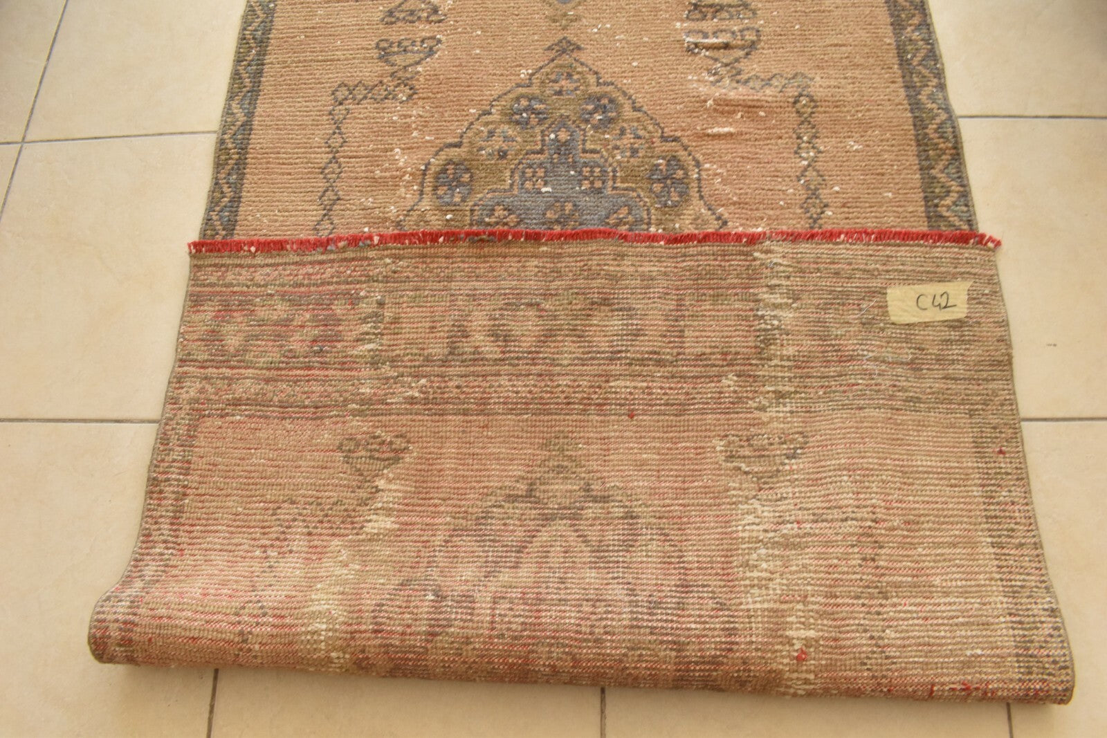 Vintage Oushak Rug 3.3 x 11.4 ft Handwoven Traditional Long Carpet Runner C42