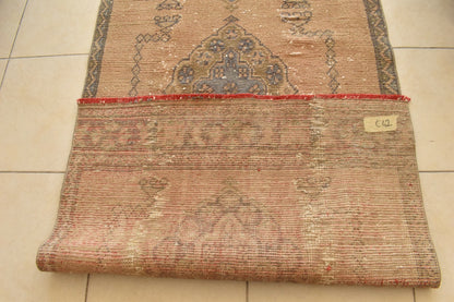 Vintage Oushak Rug 3.3 x 11.4 ft Handwoven Traditional Long Carpet Runner C42