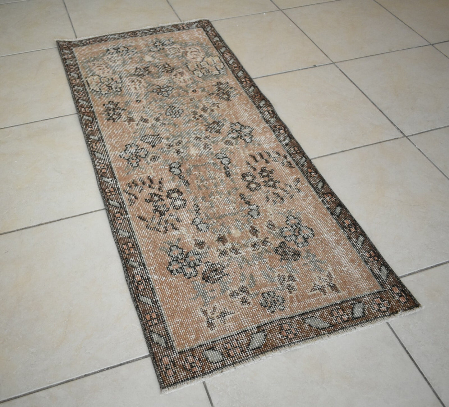 Small Turkish Runner 4.5x1.9 ft Vintage Runner Hallway Runner Handwoven Rug R15