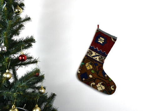 Kilim Christmas Stocking Vintage Rug Stocking Ethnic Decorative Xmas Socks S827