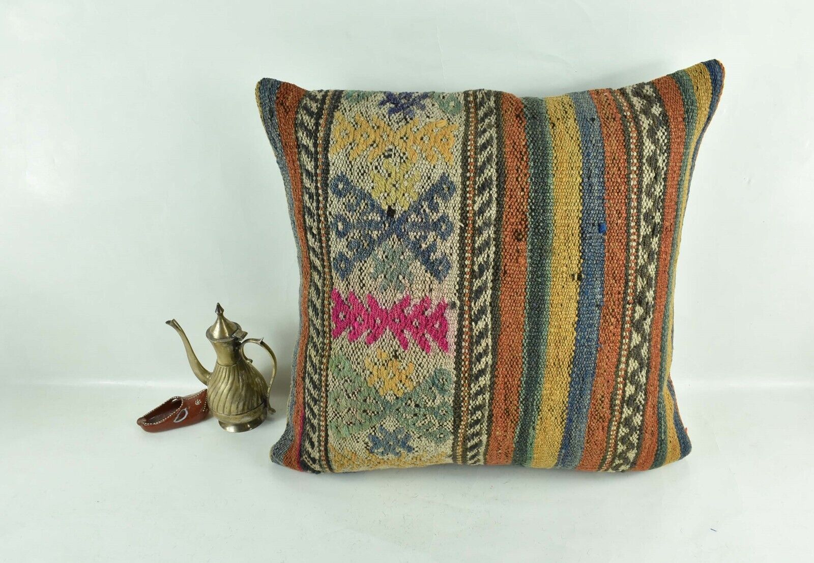 20x20 Kilim Pillow Cover Handmade Vintage Oushak Kilim Cushion Cover 2987