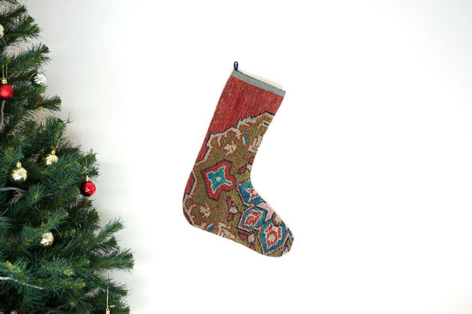 Kilim Christmas Stocking Vintage Rug Stocking Ethnic Decorative Xmas Socks S561