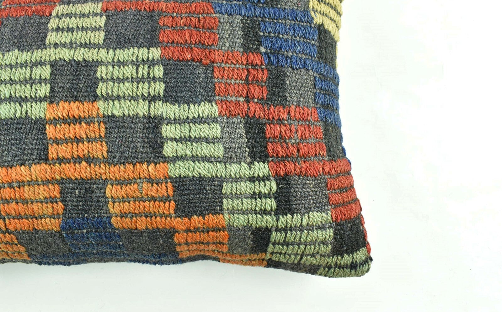 Kilim Pillow Cover 12x20 Turkish Handmade Vintage Couch Lumbar Cushion  A1848
