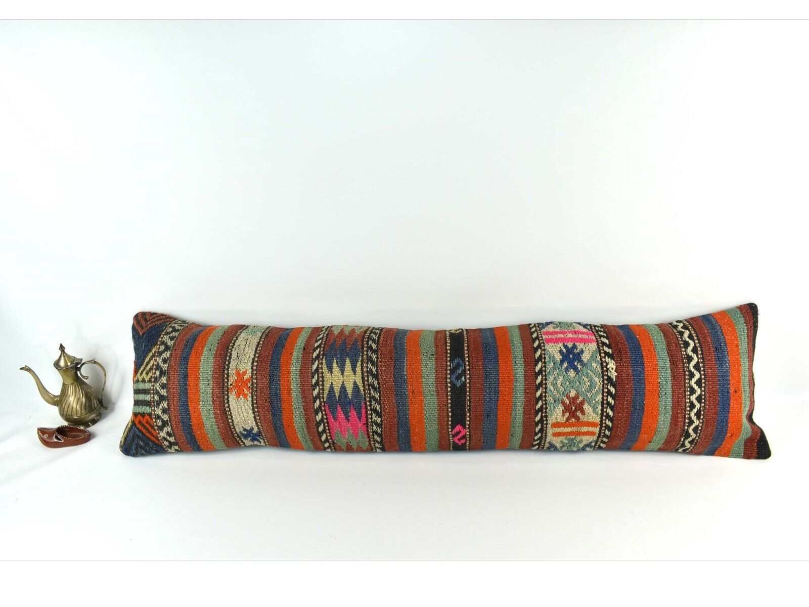 12x48 Long Kilim Pillow Cover Handmade Oushak Rug Vintage Ottoman Lumb HHKarts