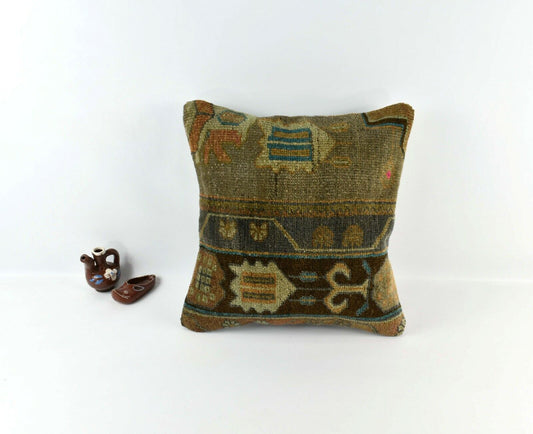 16x16 Kilim Pillow Cover Home Decorative Handmade Vintage Cushion Cover A3076