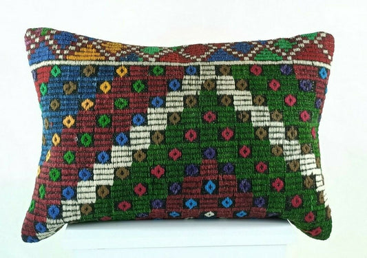 Kilim Cushion Cover 16x24 Throw Pillow Cover Decorative Handmade Lumbar E1264