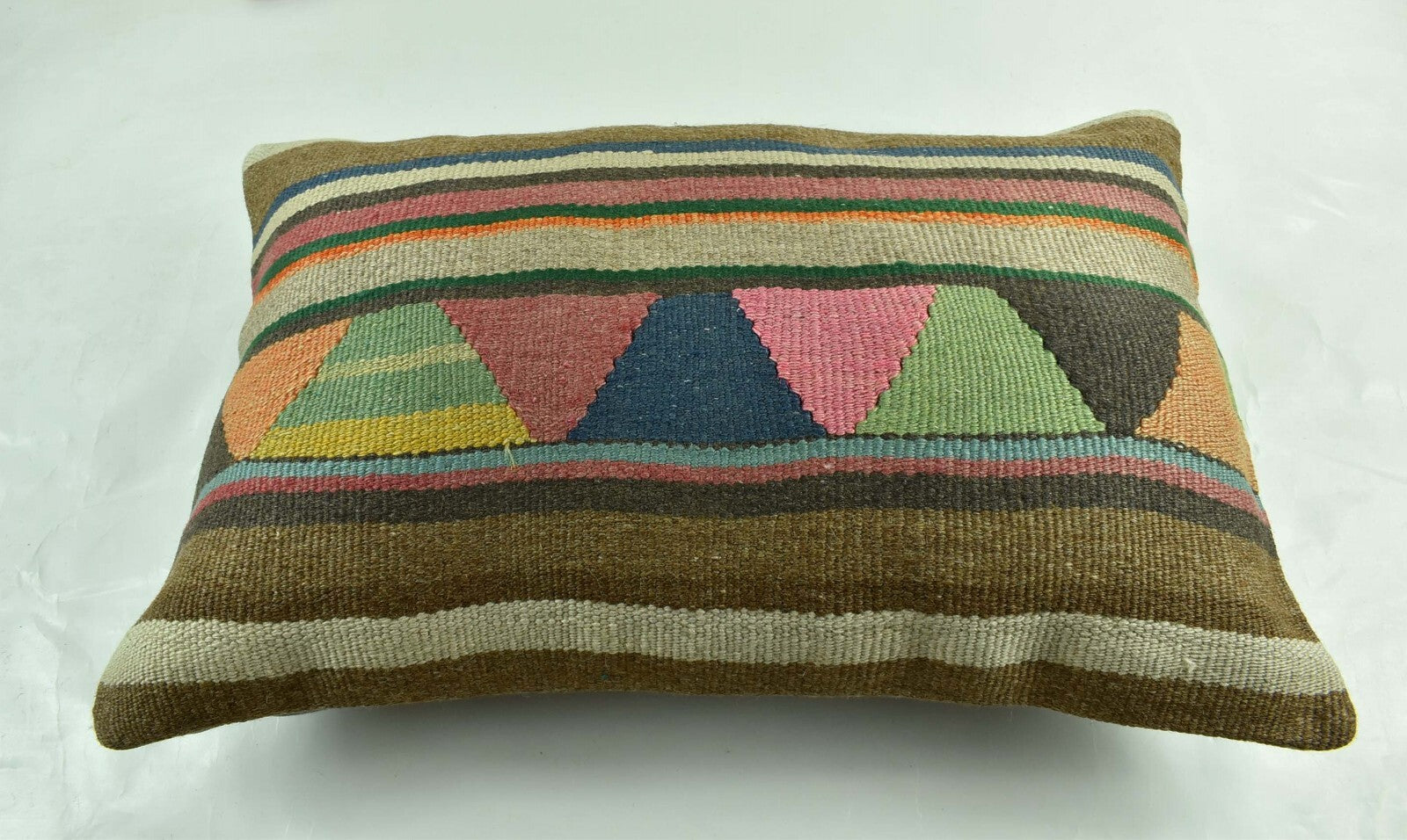 Kilim Pillow Cover 16x24 Tribal Vintage Turkish Carpet Lumbar Pillow Cover 3082