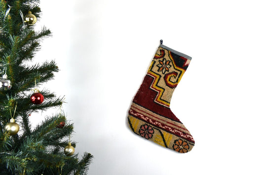 Kilim Christmas Stocking Vintage Rug Stocking Ethnic Decorative Xmas Socks S805