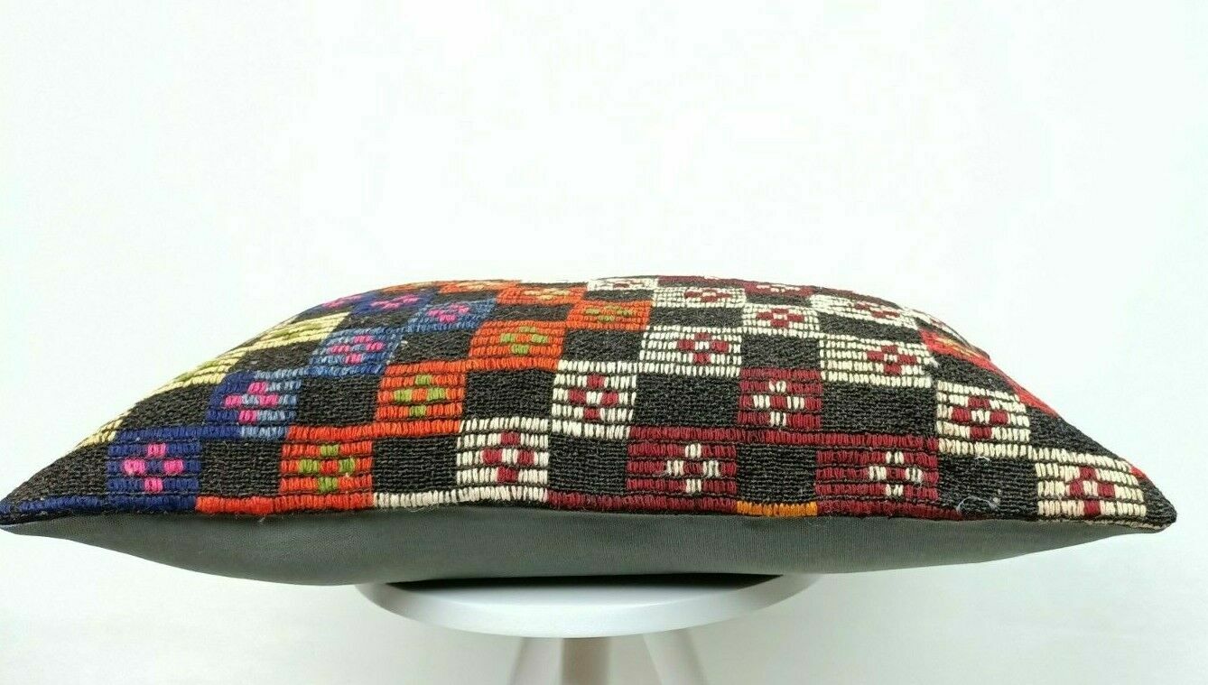 Kilim Lumbar Pillow Handknotted Oushak Rug Oriental Bohemian Ethinc Cushion E506