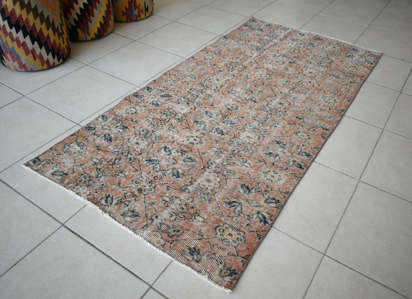 Vintage Oushak Rug 6.5x3.3 ft Turkish Floor Rug Faded Area Rug Oriental Rug U05