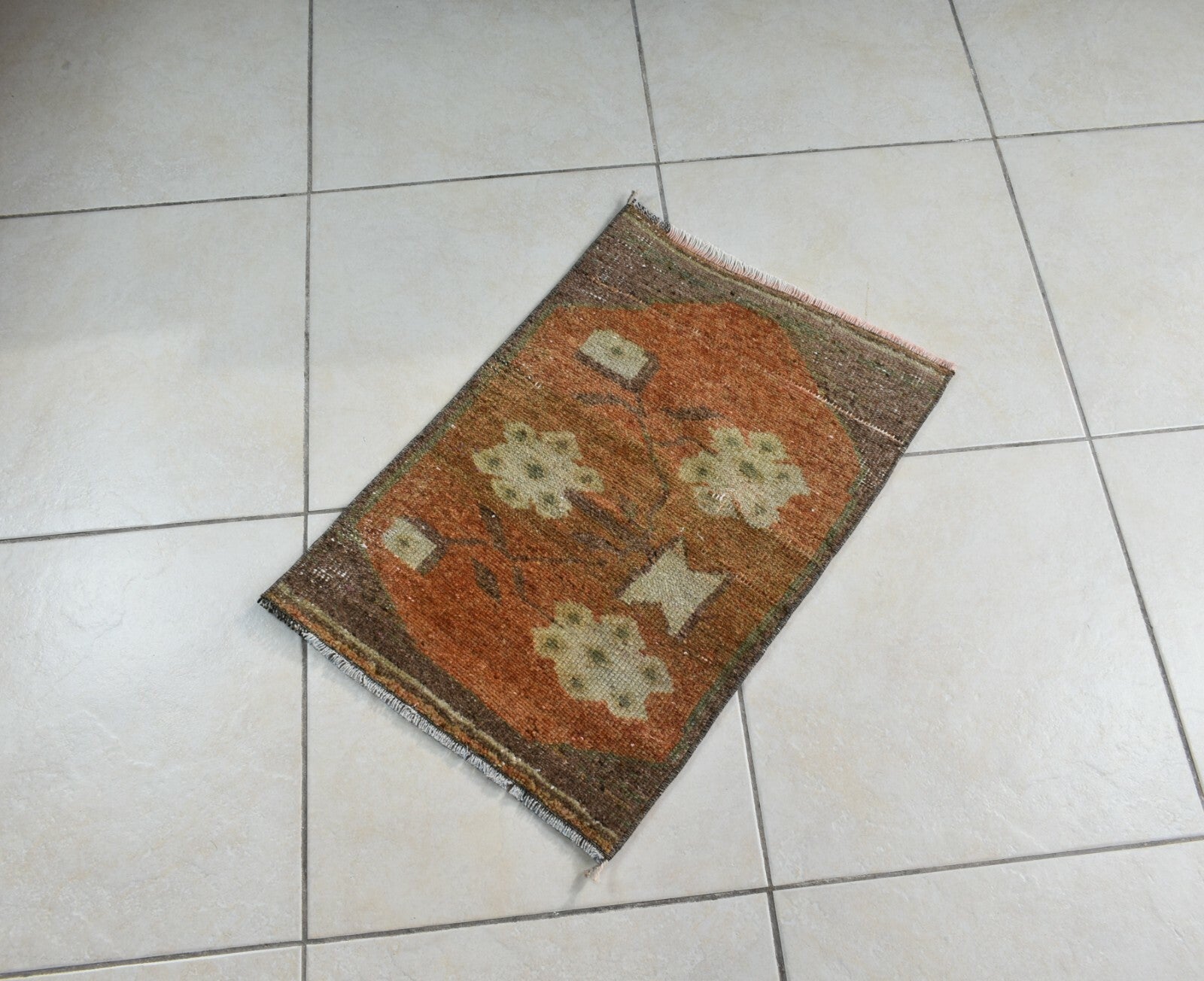 Vintage Runner 2x1.4 ft Mini Turkish Rug Oushak Runner Anatolian Runner Y98