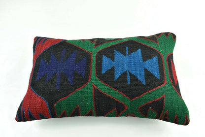 Kilim Pillow Cover 12x20 Turkish Handmade Vintage Couch Lumbar Cushion  A1853