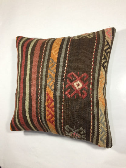 18"x18" Kilim Pillow Cover  Handmade Turkish Vintage Cushion Tribal Lumbar 704
