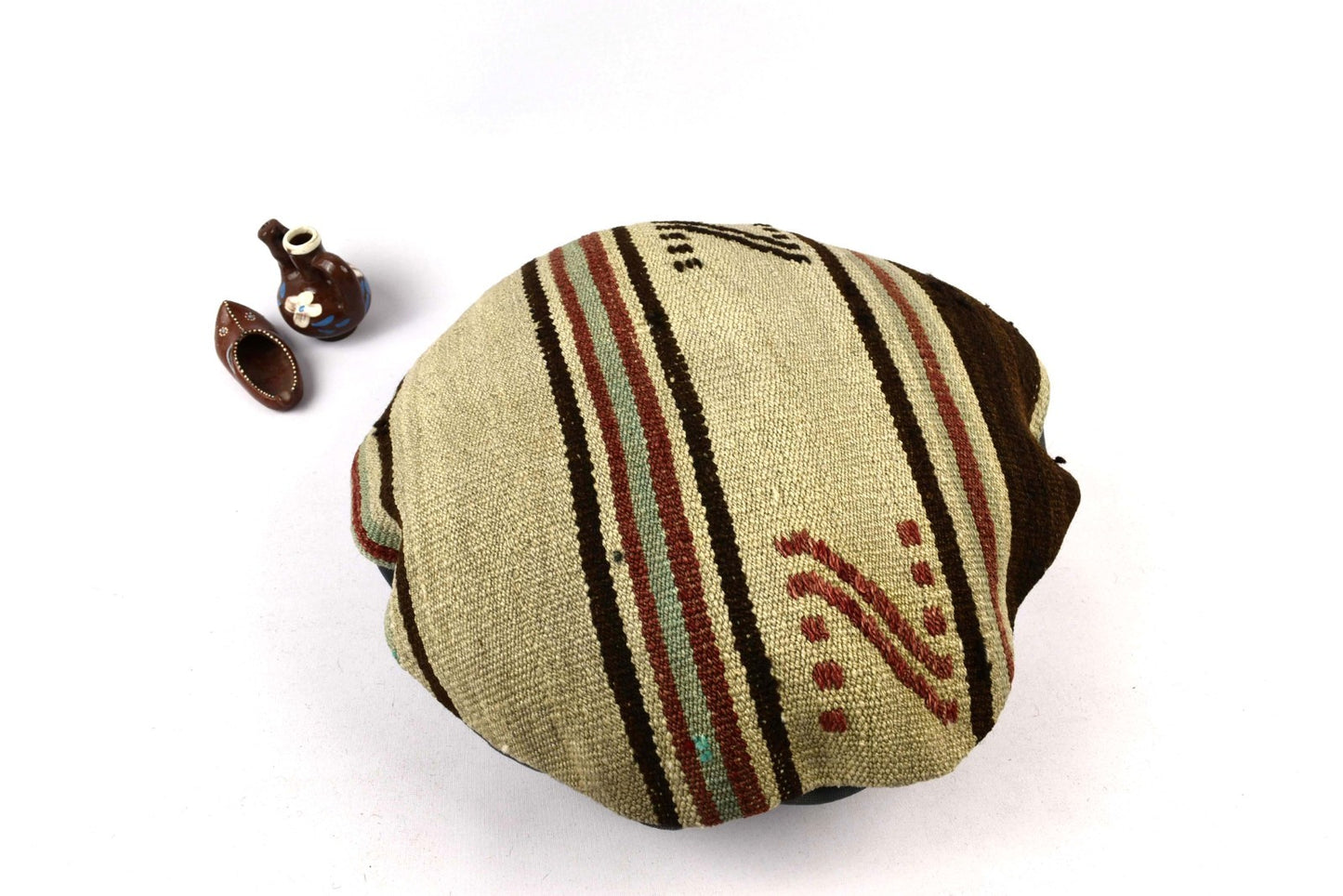 Kilim Round Pillow Cover 18" in Tribal Vintage Turkish Carpet Round Cushion 4943