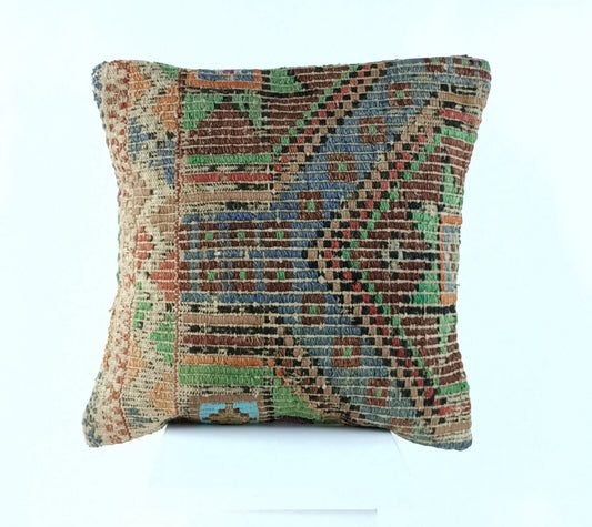 16x16 Ethnic Vintage Turkish Rug Pillow Cover Home Decorative Boho Cushion 2345