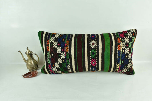 Home Decorative Handmade 12x24 Tribal Vintage Turkish Kilim Pillow Cover 2901