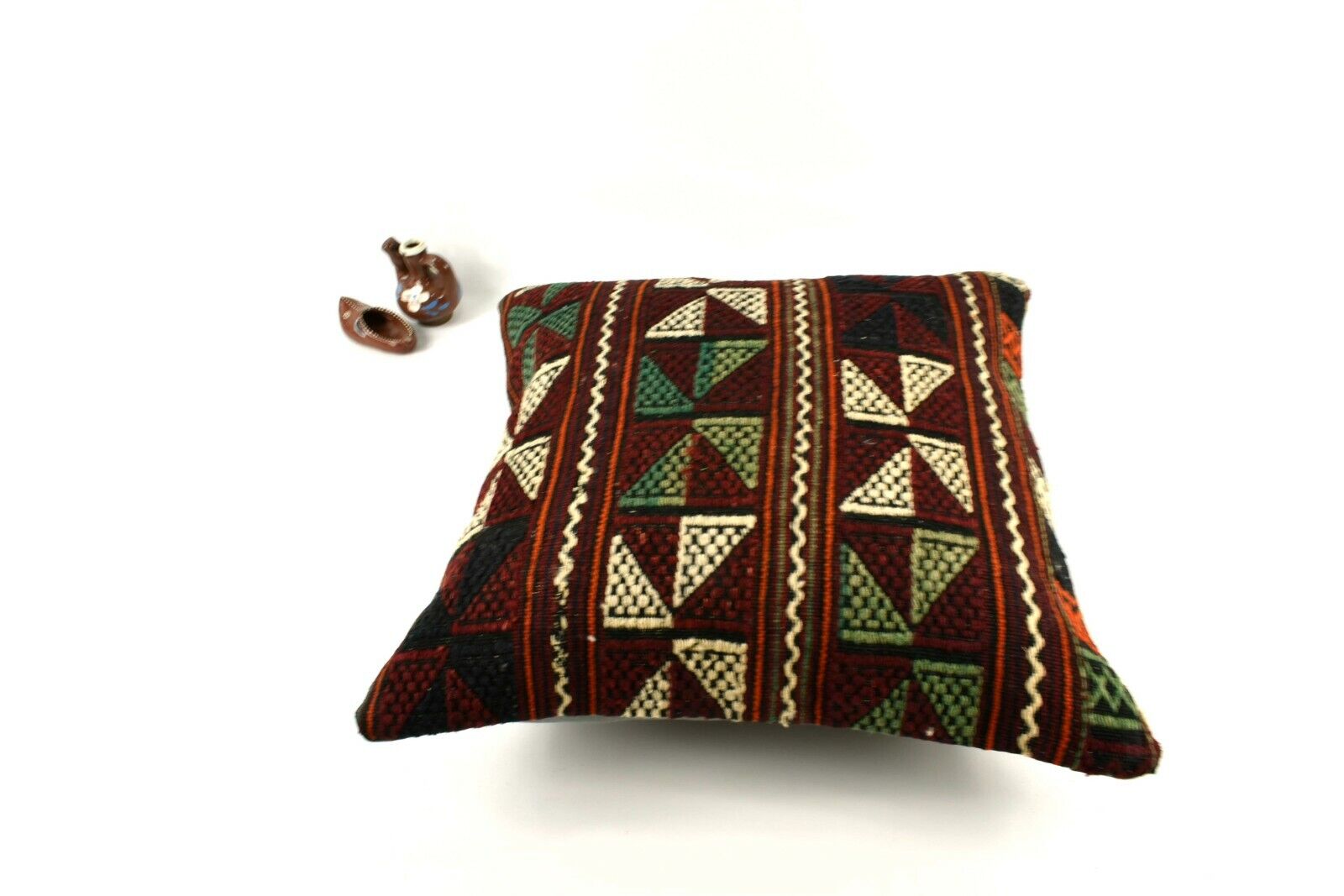 18x18 Kilim Pillow Cover Handknotten Vintage Pillow Oushak Kilim Pillow  A2842