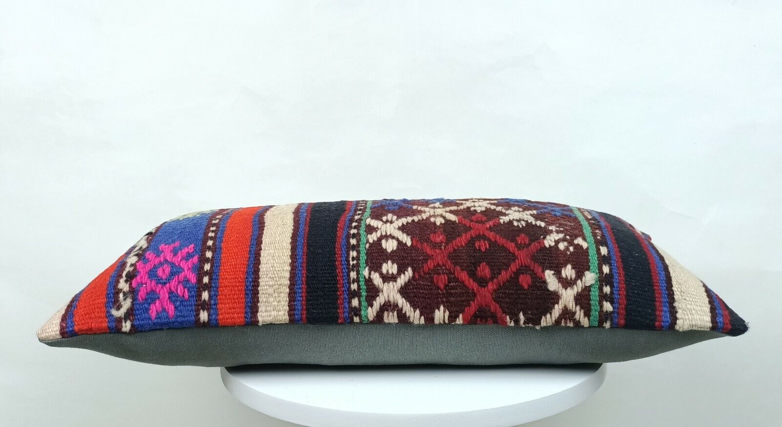 Kilim Pillow Cover 10x20 Handmade Vintage Oushak Rug Ottoman Lumbar Cushion E431