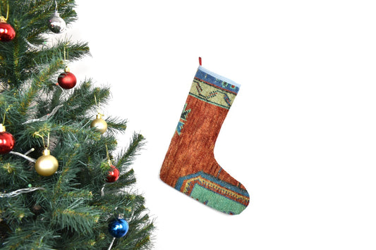 Kilim Christmas Stocking Vintage Rug Stocking Ethnic Decorative Xmas Socks S983