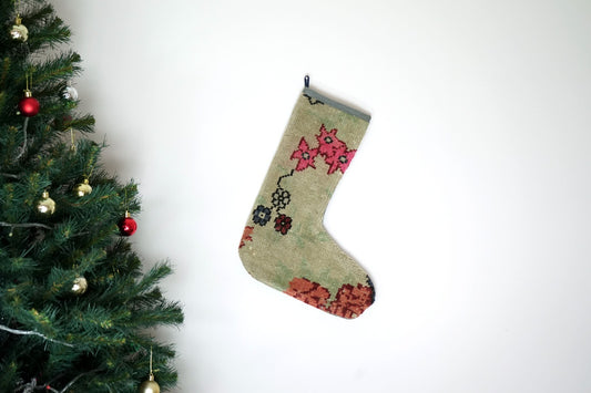 Kilim Christmas Stocking Vintage Rug Stocking Ethnic Decorative Xmas Socks S409
