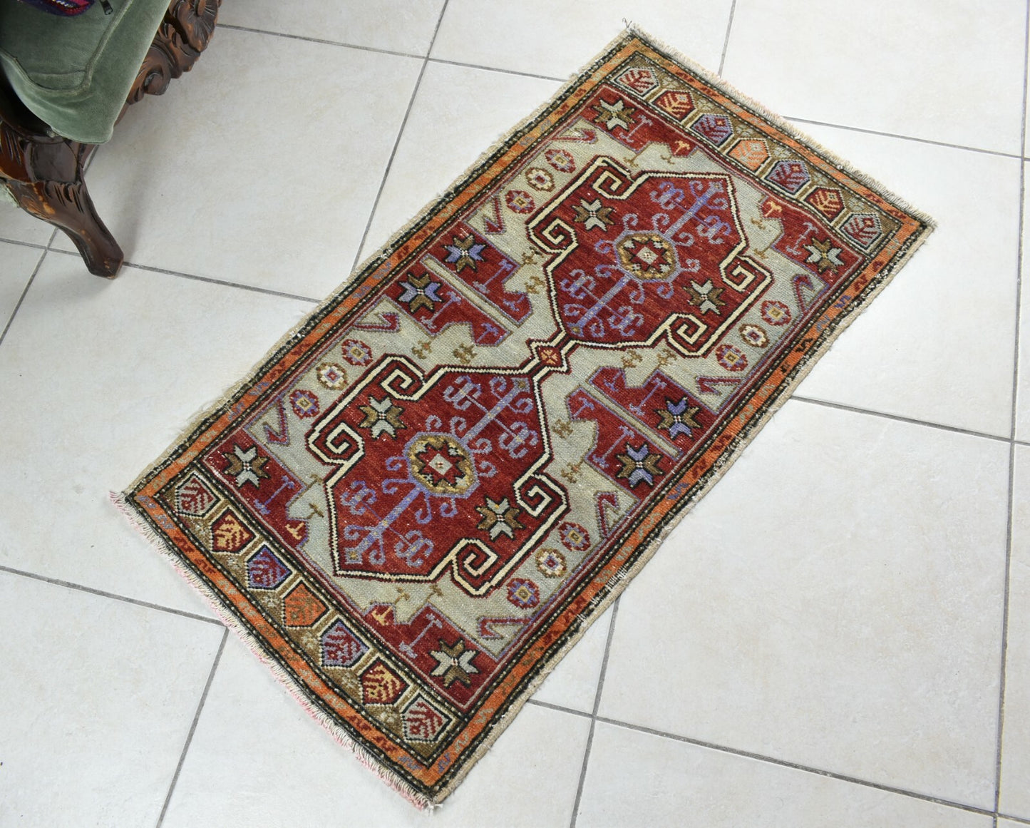 Turkish Runner 3.2x1.7 ft Runner Vintage Oushak Runner Small Faded Runner Y28