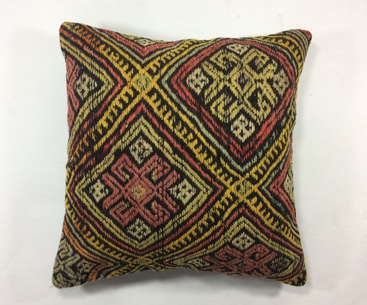 18"x18" Kilim Pillow Cover  Handmade Turkish Vintage Cushion Tribal Lumbar 1296