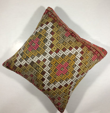 18"x18" Kilim Pillow Cover  Handmade Turkish Vintage Cushion Tribal Lumbar 667