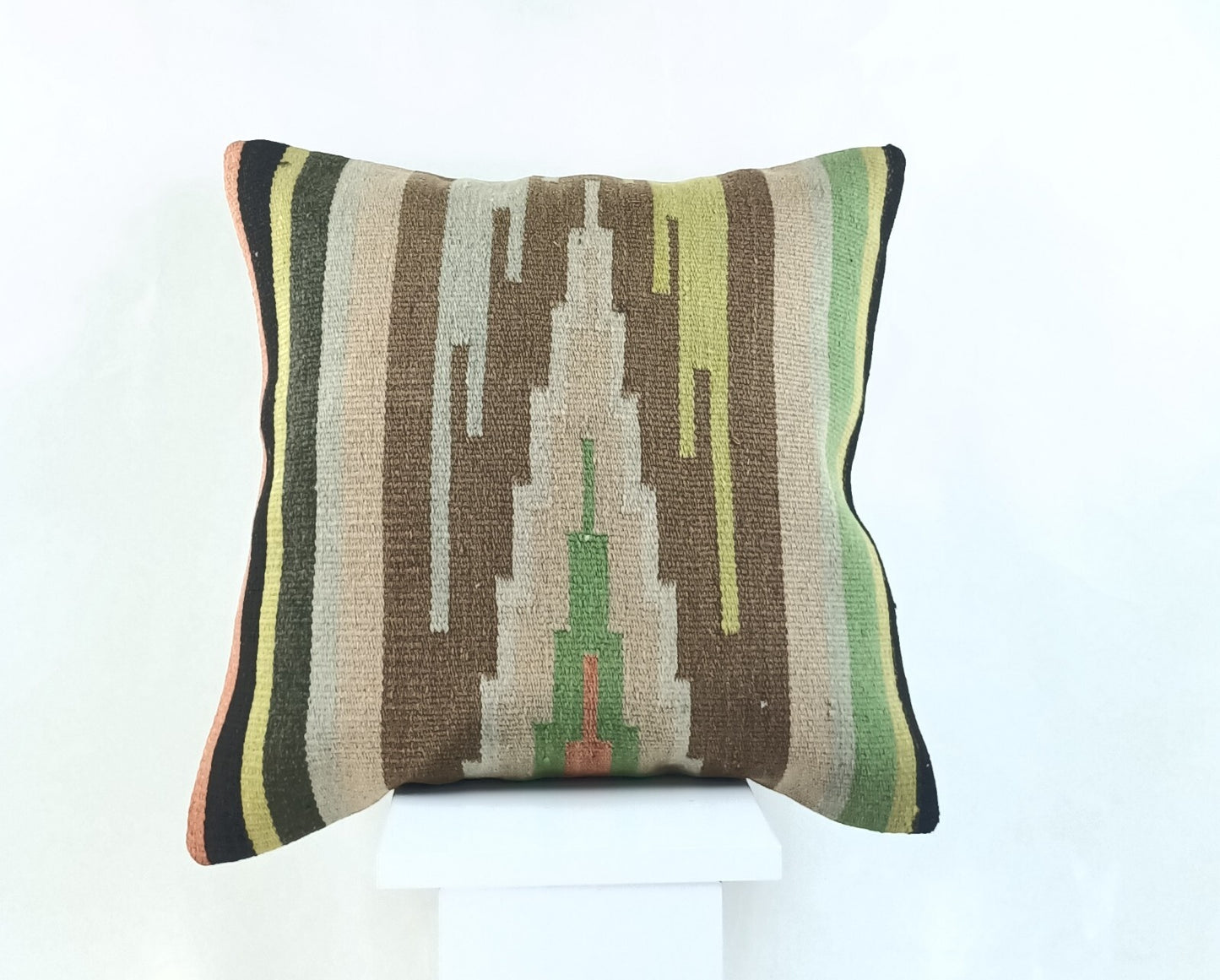 18"x18" Kilim Pillow Cover  Handmade Turkish Vintage Cushion Tribal Lumbar 2155