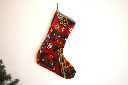 Rug Christmas Stocking Vintage Stocking Holiday Stocking Gift Stocking S282