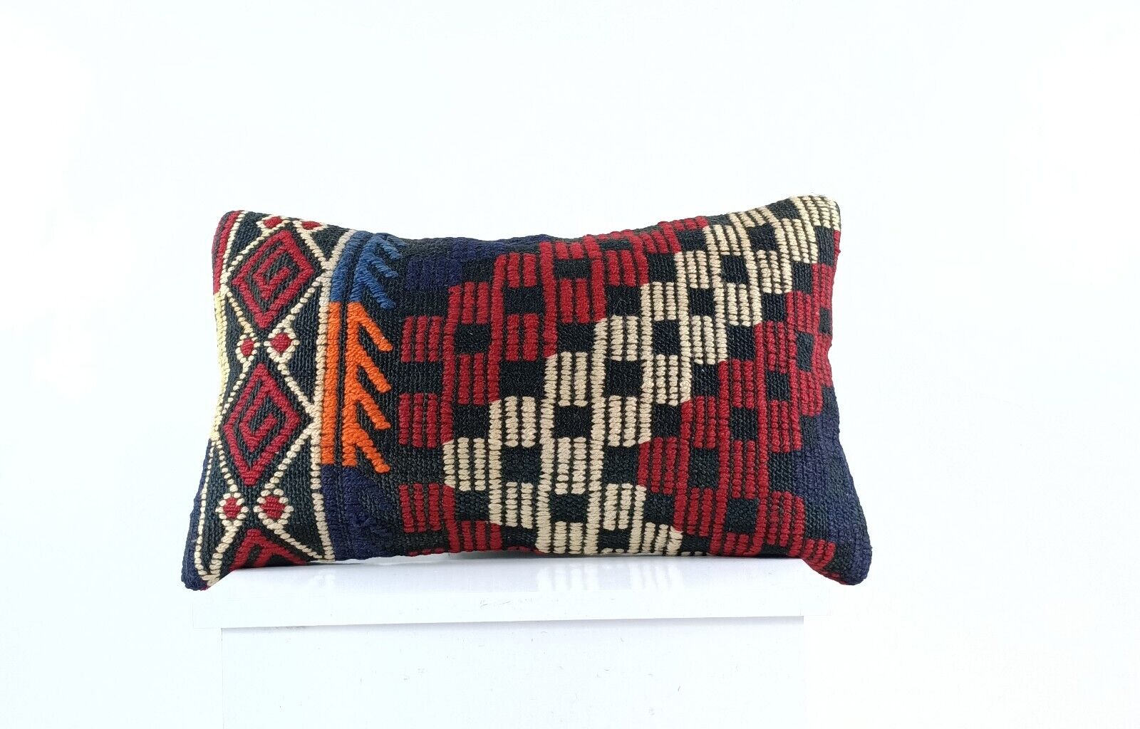 Kilim Pillow Cover 12x20 Turkish Handmade Sofa Couch Floor Lumbar Cushion E1060