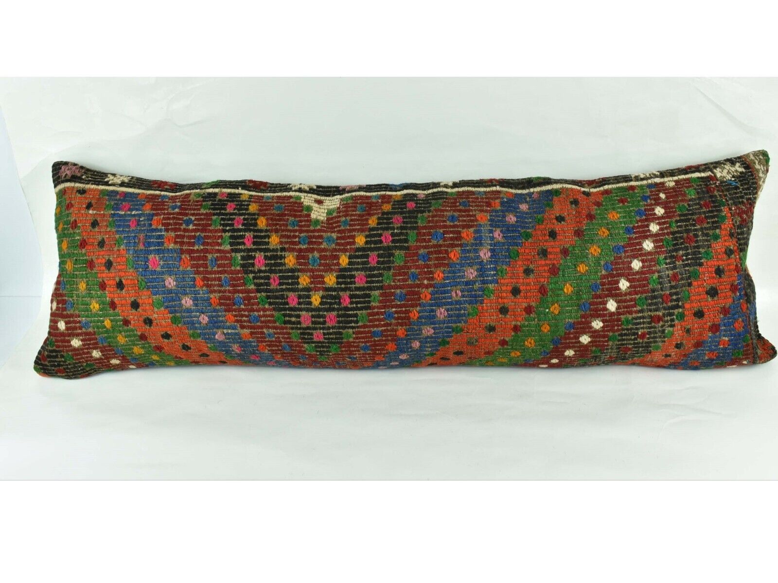 Extra Large Kilim Pillow Cover 16x48 Handmade Ethnic Boho Oriental Lumbar 3245